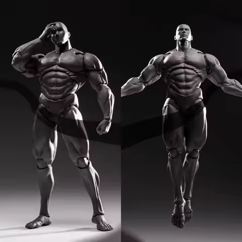 Morfig 1/12 Male Blank Muscular Articulated Action Body B B 01 Tan Skin White Skin Limited Grey For 