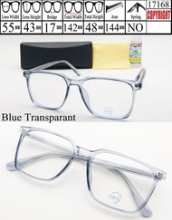 Frame Kacamata Minus Terbaru Square Model Fiber Material Biru Bening