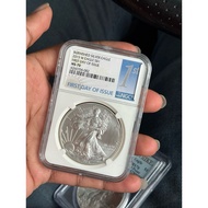 2015 BURNISHED SILVER EAGLE COIN 1 oz