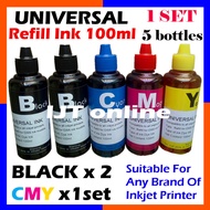 Compatible  Universal Inkjet Printer Refill Ink 100ml Black / Cyan / Magenta / Yellow / SET Compatible To HPP Canoon Epsoon Broother CISS Printer
