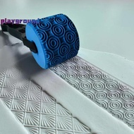 [playground] Clay Stamp Roller Geometric Flower Patterns Relief Rolling Tool Ceramic Clay Texture Wh
