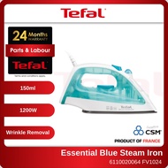 TEFAL FV1024 Essential Blue Steam Iron Irons Ironing Non Stick Non-stick Soleplate Seterika Wap 1200