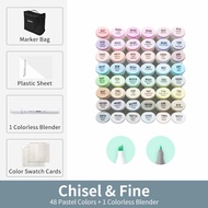 New  ✨ Ohuhu Oahu 48 Pastel Colors Marker Pen Set Alcohol Art Markers Dual Tips Felt Pen Sketching D