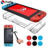 Nintendo Switch Protective Accessories Hard Case + Tempered Glass Screen Protector + Thumb Grips Caps