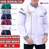 Baju Koko BORDIR Lengan Panjang Baju Koko Fashion Muslim Pria Dewasa Terbaru Bahan Toyobo Terbaru 2023 VABIAN STORE
