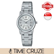 [Time Cruze] Casio LTP-V002 Small Stainless Steel Silver Dial Women Watch LTP-V002D-7BUDF LTP-V002D-