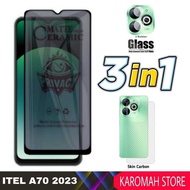 LAYAR 3-in-1 Package Ceramic Matte Anti-Spy Privacy Itel A70 2023 Screen Protector