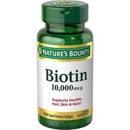 ✅พร้อมส่ง✅แท้ บำรุงผม เล็บ ผิว Nature’s Bounty Biotin 10000 mcg Softgels 120เม็ด Supports Healthy Ha