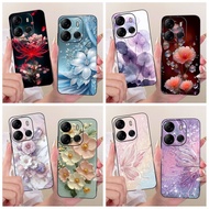 For Tecno Spark Go 2023 BF7n Case New Fashion Flower Butterfly Soft Black Silicone Phone Cover For T