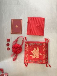 12月「新鮮婚後物資」花球 襟花 出門裝飾 跪墊 囍字紙杯 敬茶 紅米紅棗蓮子 石春路指壓板 結婚證書套