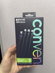 Conven 三合一充電線 2M  100W