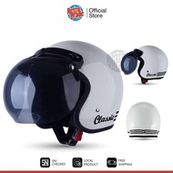 Helm Bogo Dewasa Retro Classic SNI Cat Garis Kaca Bobo Bkn JPN INK JPX KYT Helem Pria Wanita Putih