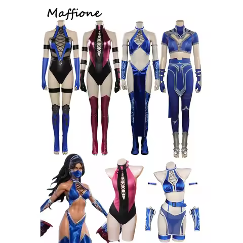 Kitana Mileena Cosplay Costume Game Mortal Kombat Outfit Swimsuits Women Tops Pants Full Set Adult G