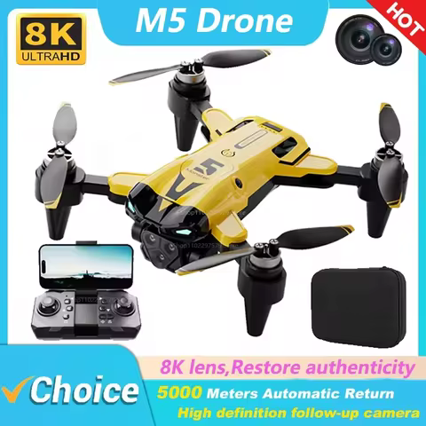 New M5 Drone Professional 8K Dual Camera 360° Obstacle Avoidance 5G Optical Flow Positioning Brushle