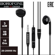 Borofone BM30 In-Ear Earphones with Mic Sports Wired Ear Buds 3.5mm Bass Audio Plug Dynamic Single Button Control Cable 1.2m Headphone Black 耳機連咪有線黑色通用1.2米線控3.5毫米音頻插頭耳筒