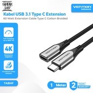 VENTION TABHF USB 3.1 Type C Data Cable Male to Type C Female Extension 100W 100 Watt Extension 1 Me
