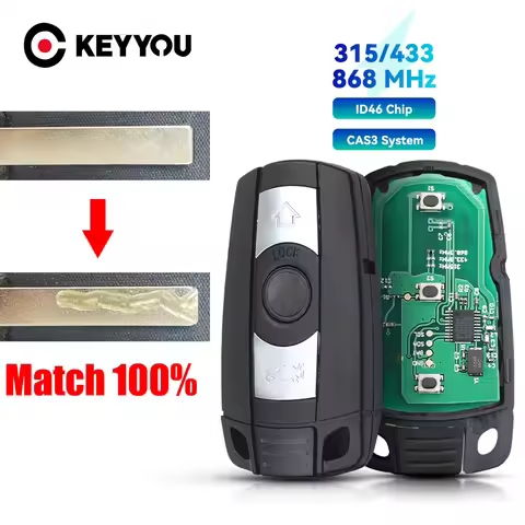 KEYYOU With Cutting Service Remote Key 315MHz 433Mhz 868MHz For BMW CAS3 1/3/5/7 Series X5 X6 E60 E6