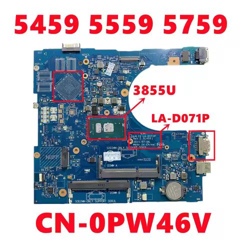 CN-0PW46V PW46V AAL15 LA-D071P Mainboard For Dell Inspiron 5459 5559 5759 Laptop Motherboard With 38