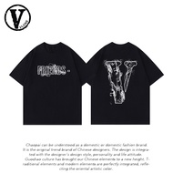 VLONE ORVAL Smoke LOGL Celebrity Same Style Big V Short Sleeve American Loose Men's and Women's T-Sh