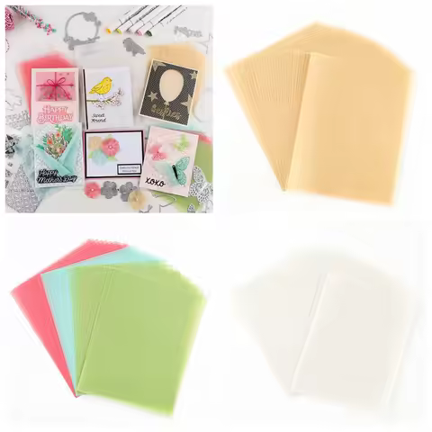 30pcs Colored Frosted Smooth Vellum Paper Sheets Heat Resistant Translucent Tracing Pape Pearled Gol
