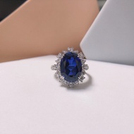 8Ct Oval Cut Sapphire Garnet Blue/Red Diamond Engagement Ring Solid 14K 585 White Gold Ring for Love