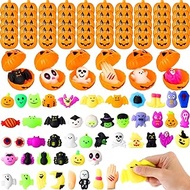 Hiboom 50 Set Halloween Squishy Stress Reliever Anxiety Toys and Prefilled Pumpkin Boxes Bulk Halloween Party Favors Set for Classroom Party Favors Gifts Trick or Treat Carnival Game Prizes