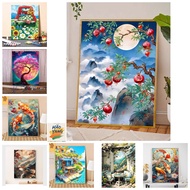 HY-frame-/32*40cm/40*50/50*60-Coloring by number painting COLORFUL LANDSCAPE frame, brush, paint _