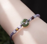 冰種黃加綠翡翠平安扣編織手鍊 | 天然A貨翡翠 | 送禮