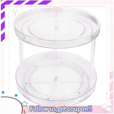 Y74A-360° Rotating Storage Tray 2 Tier Lazy Susan Bathroom Countertop Organizer, Cosmetics And Perfu