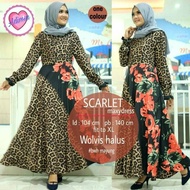Dress Gamis Baju Muslim Wanita Motif Bunga Loreng Macan Tutul