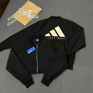 Men's and women's windbreaker Das plain zip lock with logo printed with 3 Basketball stripes on the 