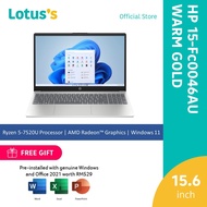 HP 15-Fc0046AU 15.6" FHD Laptop Warm Gold (R5-7520U,8GB,512GB,15.6", W11, GLD, H&S)