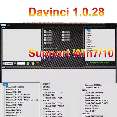 Unlimited Activate Davinci 1.0.28 REMAPPING Work on KESS/KTAG/Other ECU Tool DAVINCI V1.0.28 for win
