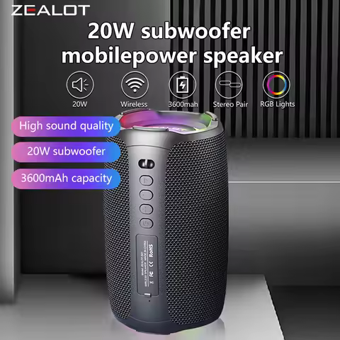 ZEALOT S61 20W Portable Outdoor Bluetooth Speaker, Subwoofer, EQ Mode, Dual Pairing, 3600mAh Battery