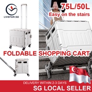 75L/50L Foldable Shopping car Trolley Large Utility Cart / Foldable Trolley with 360° Wheel Collapsible