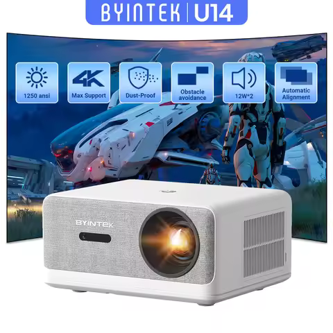BYINTEK LOVE U14 Full HD 1080P Projector 4K Smart Bluetooth WiFi 6 Supported 1250ANSI Auto Focus Hom