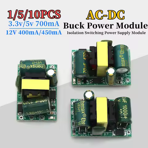 1-10Pcs AC-DC Isolated Power Buck Converter 220V to 12V 400mA Step Down Module 3.3V/5V 700mA