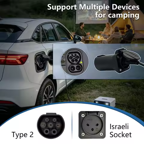 TYPE2 V2L Discharge Adapter 16A Israeli Socket EV Power Vehicle to Load Connector For BYD MG Mazda J