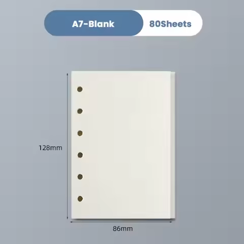 80Sheets Kraft Paper Loose Leaf Paper A5/A6/A7 Horizontal Line/Blank 6-hole Binder Inner Page Notebo