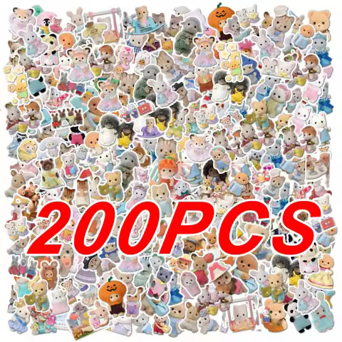 100/200pcs Kawaii Calico Critters Stickers Cute Laptop Scrapbook Graffiti Decals Skateboard Handheld