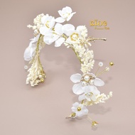 Children's Headband (With Shop) Kf586 Flower Decorated With Pearls White It's Beautiful And Sweet.