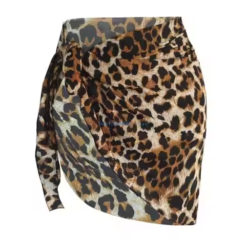 N7YF Women Beach Sarong Bathing Suit Wrap Skirt Leopards Print Swimsuit Cover Ups for Swimwear