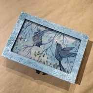 分隔飾品盒 收納盒 青鳥 六格 玻璃 分隔 蝶古巴特 紙藝拼貼