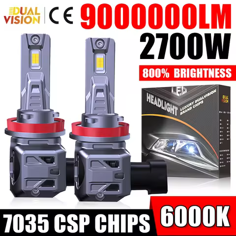 Turbo 2PCS H11 LED Headlight 2700W 9000000LM Canbus H7 H4 H8 H9 9005 HB3 9006 HB4 Car Light 7035 CSP