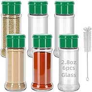eispap 6Pcs Glass 2.8oz 80ml Seasoning Containers with Screw Lids to Pour or Shake,Portable Empty Cl