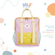 MLF Goods Tas Ransel Izza Backpack Kotak Sekolah Motif Rainbow dan Bunga TK SD Lucu Kawai Dengan Bah