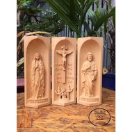 Catholic Altar - Mini Wooden Altar Set for Joseph, Lord, Mother of Lourdes 15cm high - Catholic gift