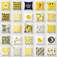 Yellow Cartoon Geometric Pillowcase Home Furnishings Sofa Pillow Cushion Cover Double-Sided Single-S
