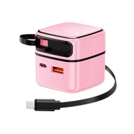 35W GaN Multi Port Fast Charging Block 4-in-1 USB C PD Wall Charger with Built-in Retractable Lightn