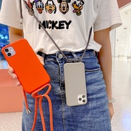Oppo Reno7 Pro 7SE Crossbody Necklace Lanyard Candy Color Soft TPU Phone Case Reno 7 Reno 7pro Hang 